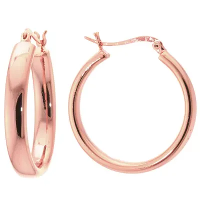 Silver Reflections 24K Rose Gold Over Brass Round Hoop Earrings