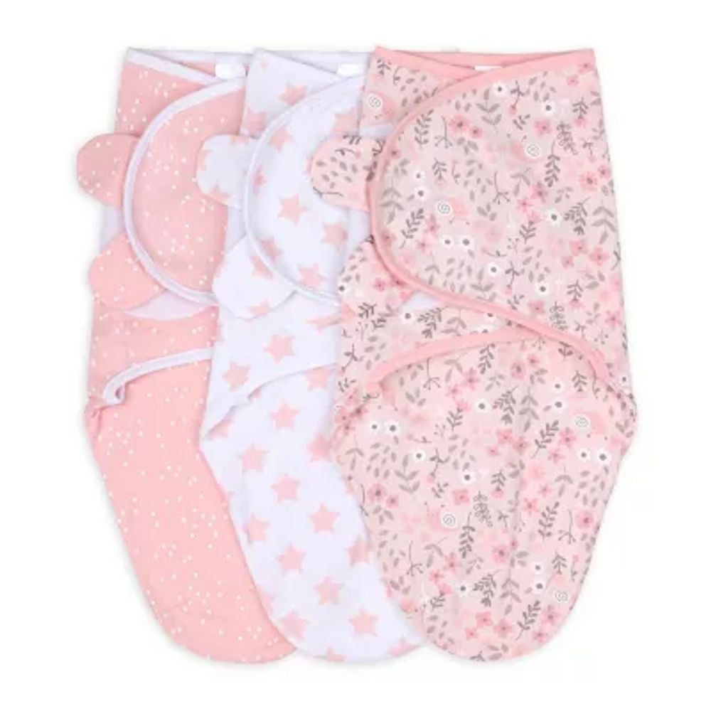 The Peanutshell Floral Stars 3-pc. Swaddle Blanket