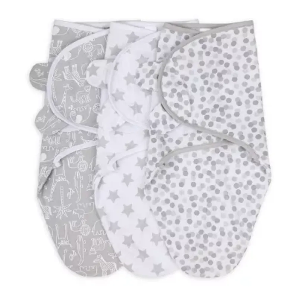 The Peanutshell Grey Safari 3-pc. Swaddle Blanket