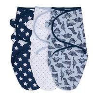 The Peanutshell Blue Dino 3-pc. Swaddle Blanket