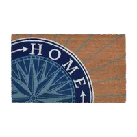 Liora Manne Frontporch Single Compass On Natural Background Faux Coir 18"X30" Doormat