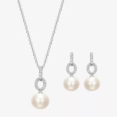 White Cultured Freshwater Pearl Sterling Silver 2-pc. Jewelry Set