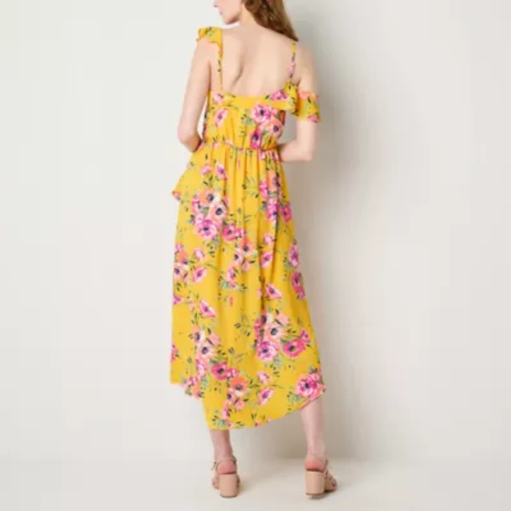 by&by Womens Sleeveless Floral High-Low Maxi Dress Juniors