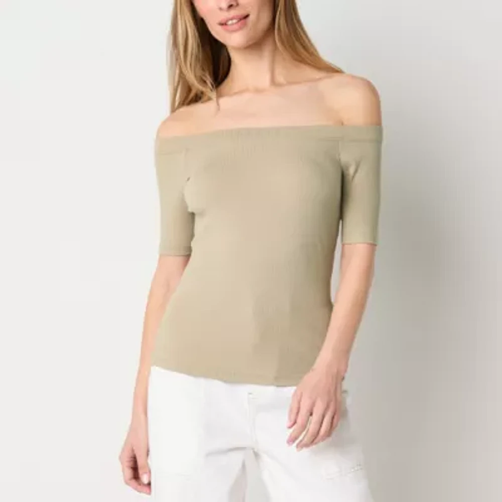 a.n.a Womens Off the Shoulder Short Sleeve Top