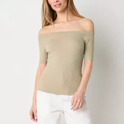 a.n.a Womens Off the Shoulder Short Sleeve Top