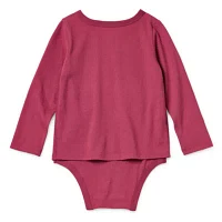 Okie Dokie Toddler Girls Adaptive U Neck Long Sleeve Bodysuit