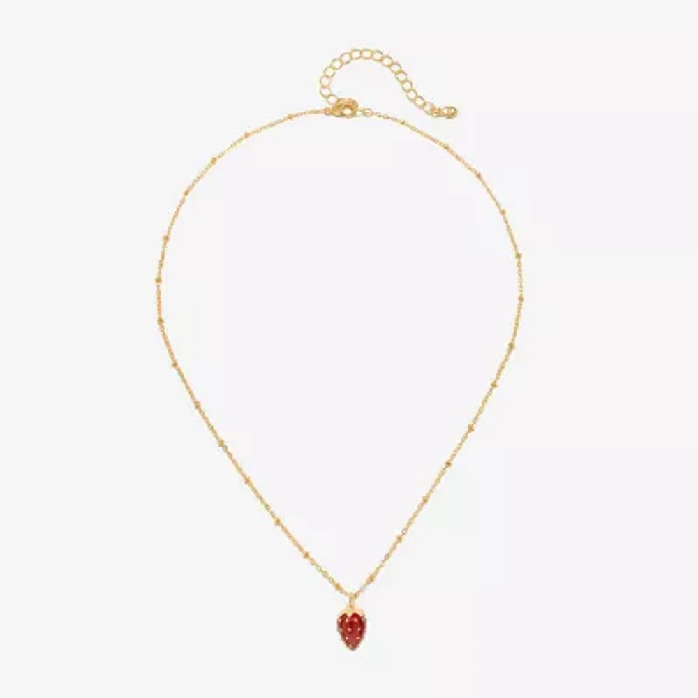 Bijoux Bar Delicates Gold Tone Strawberries Womens Pendant Necklaces