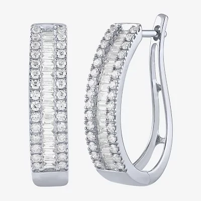 (G/Si2) 1 CT. T.W. Lab Grown White Diamond 10K White Gold 23.3mm Hoop Earrings