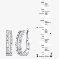(G/Si2) 1 CT. T.W. Lab Grown White Diamond 10K White Gold 23.3mm Hoop Earrings