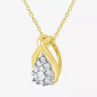 Diamond Blossom (G Womens Diamond Accent Lab Grown White Diamond 10K Gold Pear 18 Inch Pendant Necklace