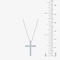 (G/Si2) Womens 1/4 CT. T.W. Lab Grown White Diamond 10K White Gold Cross 18 Inch Pendant Necklace