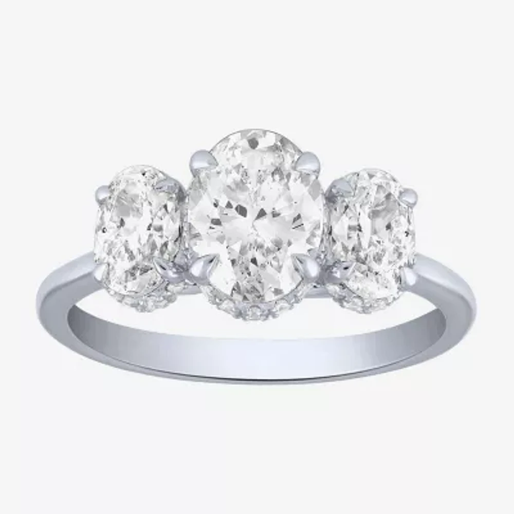 Love Lives Forever (G / Si2) Womens 2 CT. T.W. Lab Grown White Diamond 10K Gold Oval 3-Stone Engagement Ring