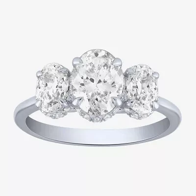 Love Lives Forever (G / Si2) Womens 2 CT. T.W. Lab Grown White Diamond 10K Gold Oval 3-Stone Engagement Ring