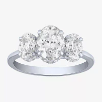 Love Lives Forever (G / Si2) Womens 2 CT. T.W. Lab Grown White Diamond 10K Gold Oval 3-Stone Engagement Ring