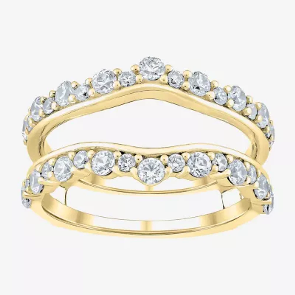 (G / Si2) Womens 1 CT. T.W. Lab Grown White Diamond 10K Gold Side Stone Ring Guard