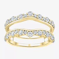 (G / Si2) Womens 1 CT. T.W. Lab Grown White Diamond 10K Gold Side Stone Ring Guard