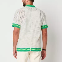 Hope & Wonder Pride Unisex Short Sleeve Crochet Button-Down Shirt