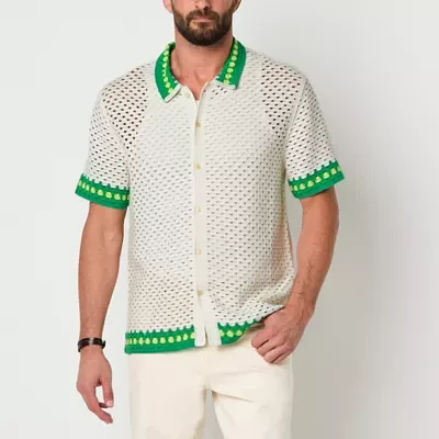 Hope & Wonder Pride Unisex Short Sleeve Crochet Button-Down Shirt