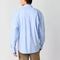 Arizona Mens Relaxed Fit Long Sleeve Striped Button-Down Shirt