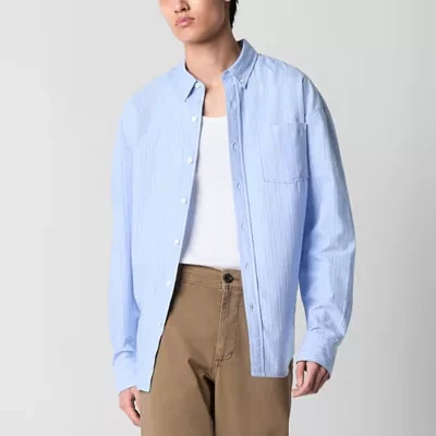 Arizona Mens Relaxed Fit Long Sleeve Striped Button-Down Shirt