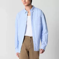 Arizona Mens Relaxed Fit Long Sleeve Striped Button-Down Shirt