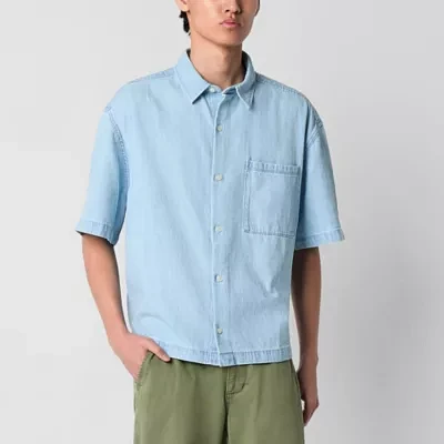 Arizona Mens Relaxed Fit Short Sleeve Button-Down Shirt