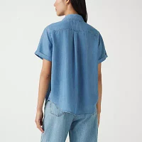 Levi's Womens Short Sleeve Regular Fit Button-Down Shirt