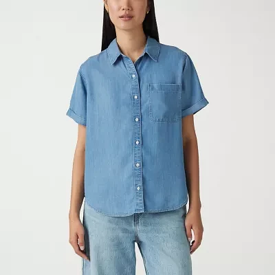 Levi's Womens Short Sleeve Regular Fit Button-Down Shirt