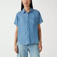 Levi's Womens Short Sleeve Regular Fit Button-Down Shirt