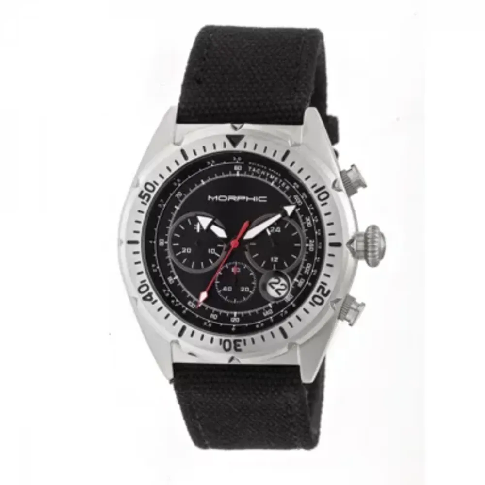 Morphic Unisex Adult Black Leather Strap Watch Mph5301