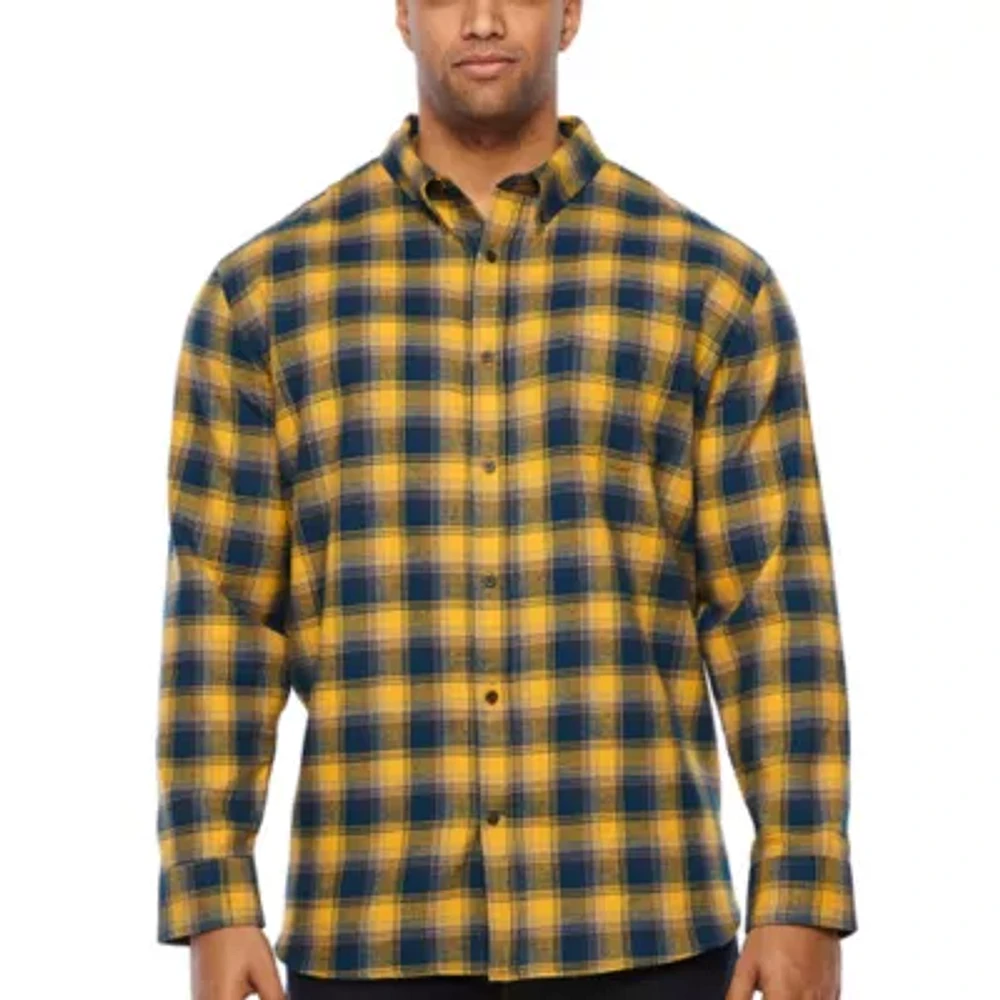 The Foundry Big & Tall Supply Co. Mens Long Sleeve Plaid Button-Down Shirt