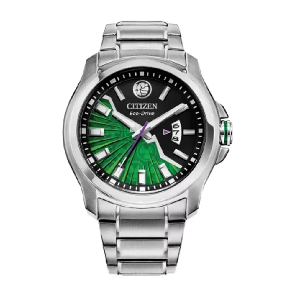 Citizen Marvel Hulk Mens Silver Tone Stainless Steel Bracelet Watch Aw1351-56w