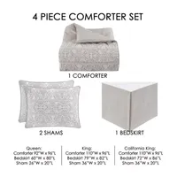 Queen Street Annie 4-pc. Damask + Scroll Comforter Set