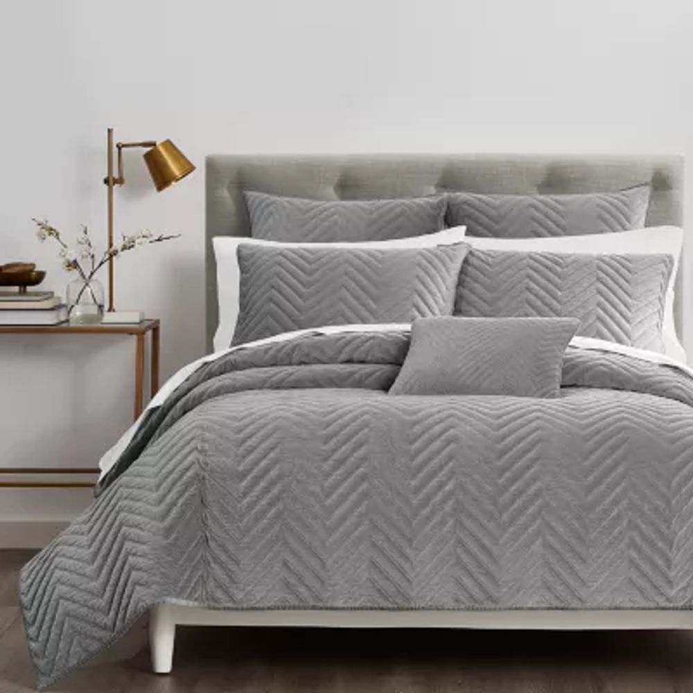 Fieldcrest Luxury Cotton Chevron Velvet Quilt