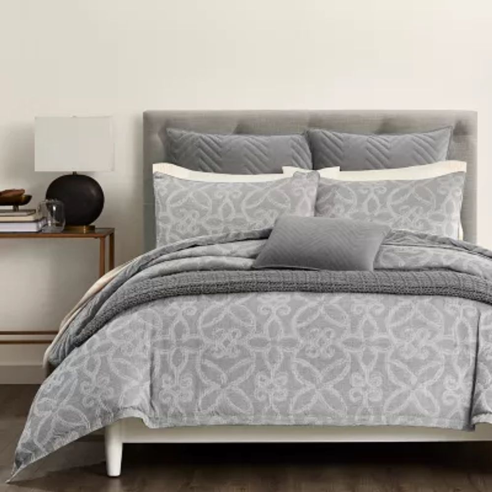 Fieldcrest Luxury Woven 3-pc. Damask + Scroll Duvet Cover Set