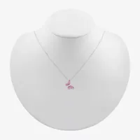 Womens Lab Created Pink Sapphire Sterling Silver Butterfly Pendant Necklace