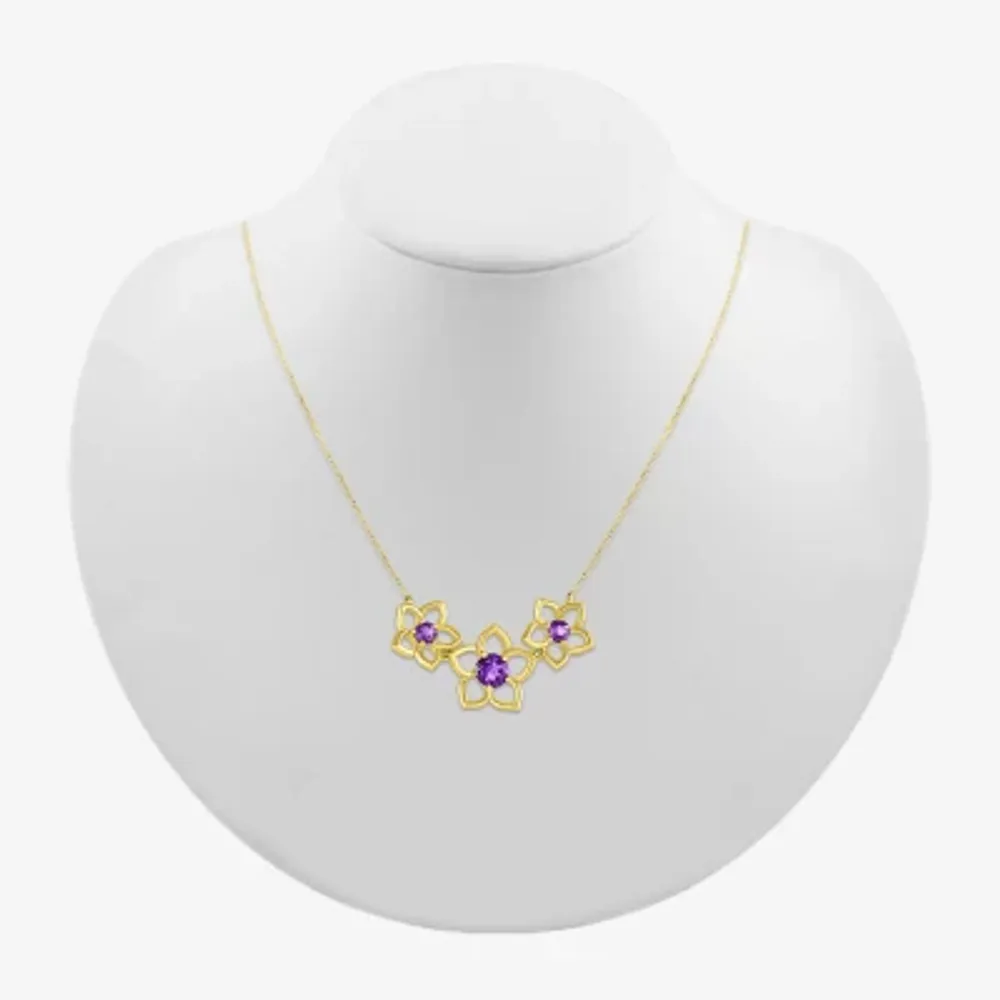 10k Gold Two Tone Flower Pendant Necklace