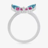 Womens Diamond Accent Genuine Blue Topaz Sterling Silver Butterfly Cocktail Ring