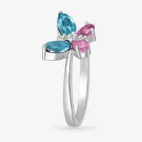 Womens Diamond Accent Genuine Blue Topaz Sterling Silver Butterfly Cocktail Ring