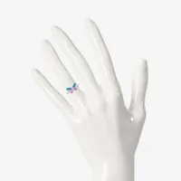 Womens Diamond Accent Genuine Blue Topaz Sterling Silver Butterfly Cocktail Ring