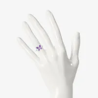 Womens Genuine Purple Amethyst Sterling Silver Butterfly Cocktail Ring