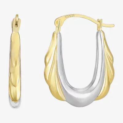 10K Two Tone Gold 20.7mm Round Hoop Earrings