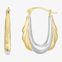 10K Two Tone Gold 20.7mm Round Hoop Earrings