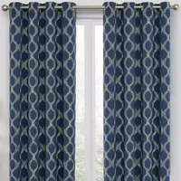Max Blackout Prescott Grommet Top Embroidered 100% Single Curtain Panel
