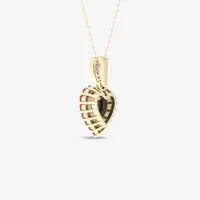 Womens Diamond Accent Genuine Opal 10K Gold Heart Pendant Necklace