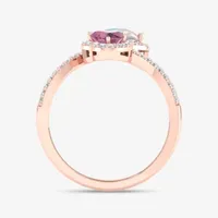 Womens 1/3 CT. T.W. Genuine Opal 10K Rose Gold Heart Bypass  Cocktail Ring