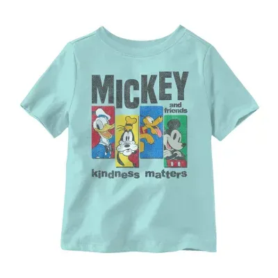 Disney Collection Little & Big Boys Crew Neck Mickey and Friends Mouse Short Sleeve Graphic T-Shirt