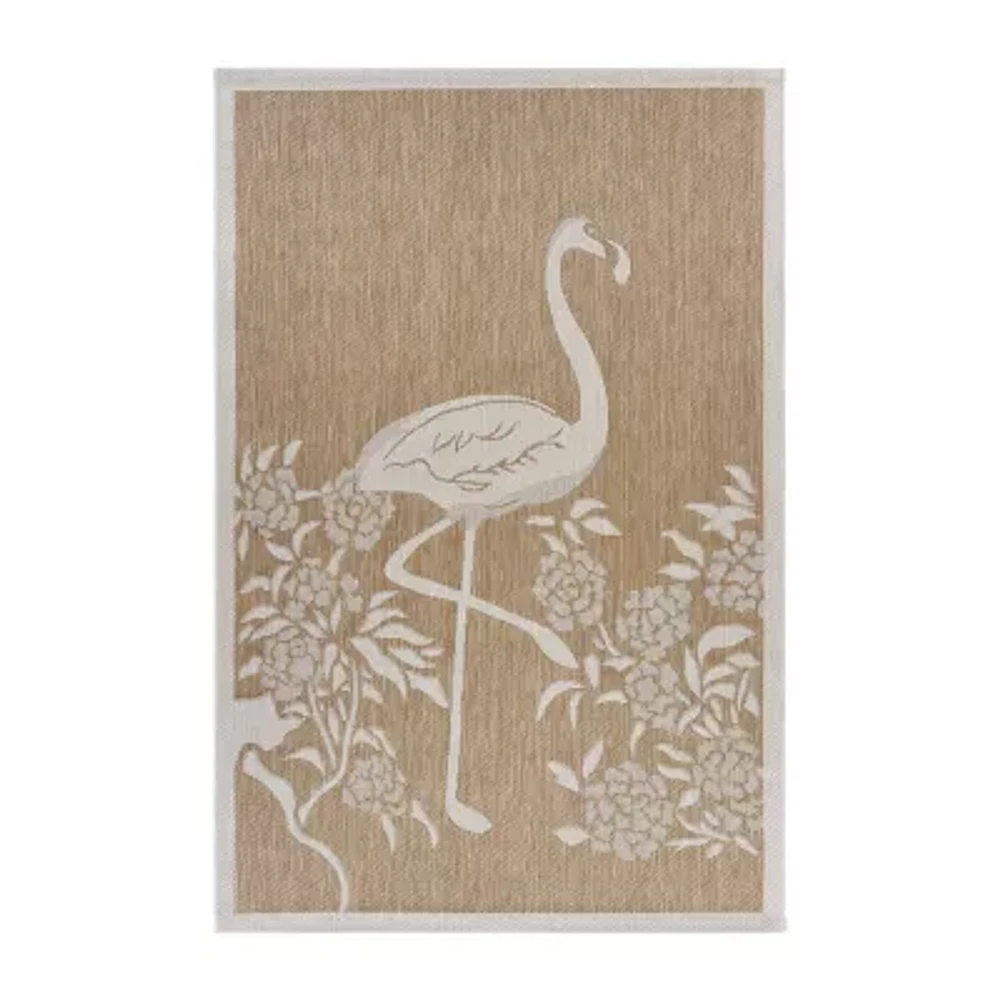 Catherine Tropical Flamingo Indoor Outdoor Rectangular Area Rug