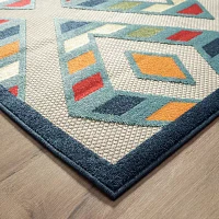 Corazon Striped Diamonds Indoor Outdoor Rectangular Area Rug