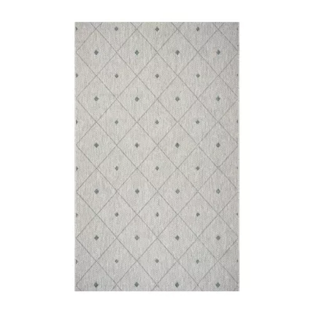 Sylvestra Minimal Diamonds Indoor Outdoor Rectangular Area Rug